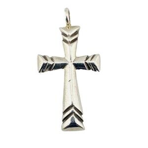 Vintage Southwestern Silver Sterling Cross Puffy Pendant